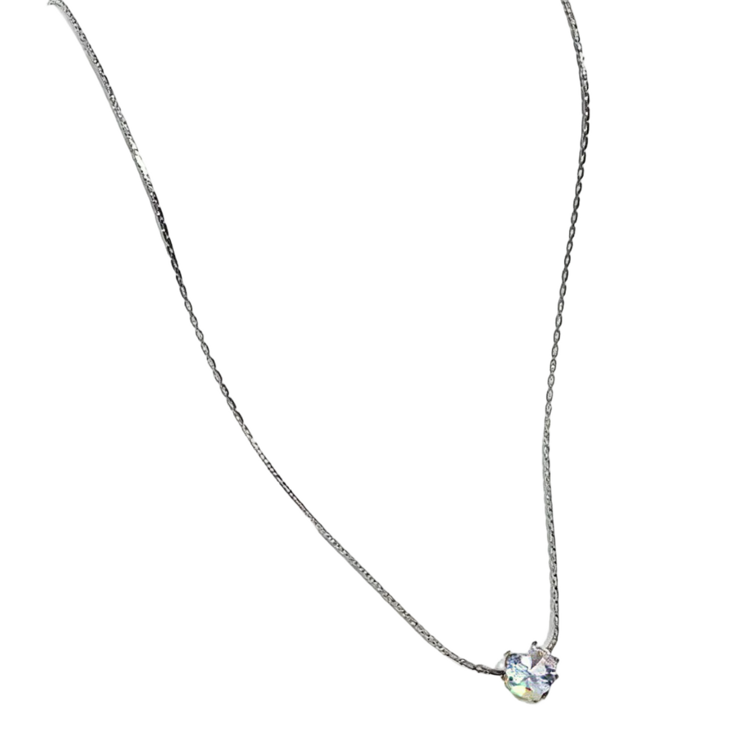ElaraBond Dainty CZ Solitaire Necklace