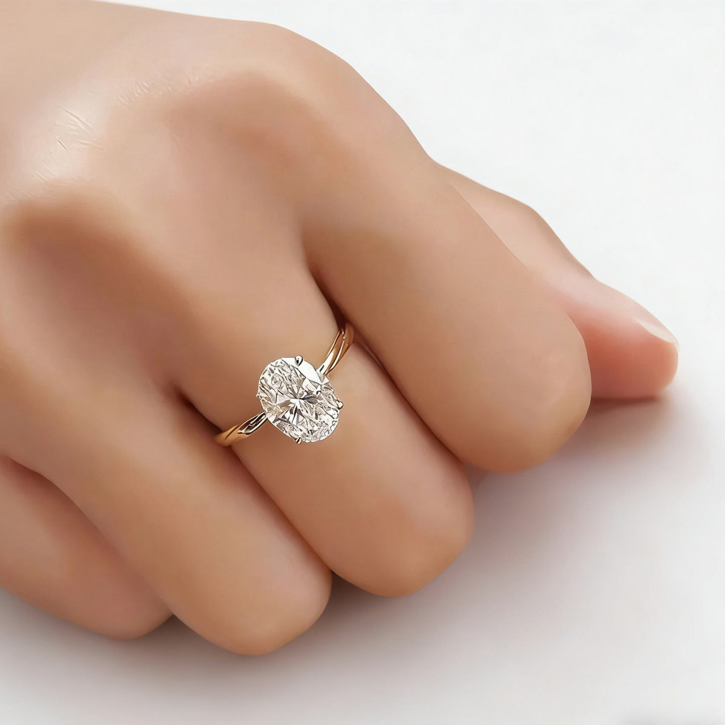 ElaraBond Oval Brilliance Solitaire Statement Ring