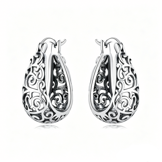 ElaraBond Branche Vintage Vine Hoop Earrings
