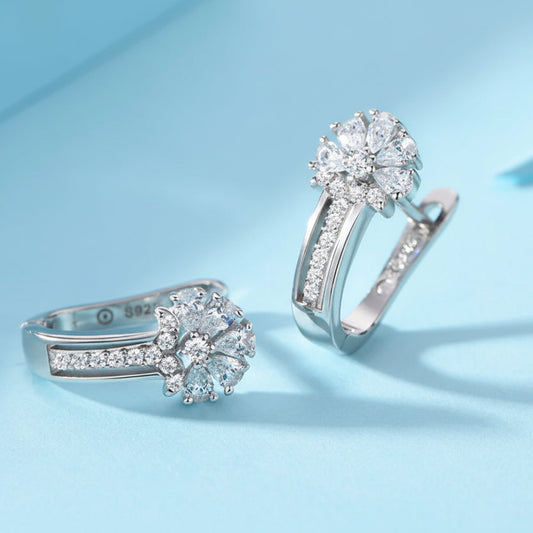 Bloom Crystal Flower Hoop Earrings