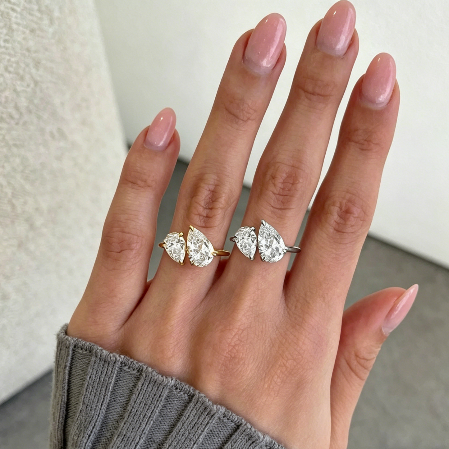 ElaraBond Goutte Water Drop Zircon Ring