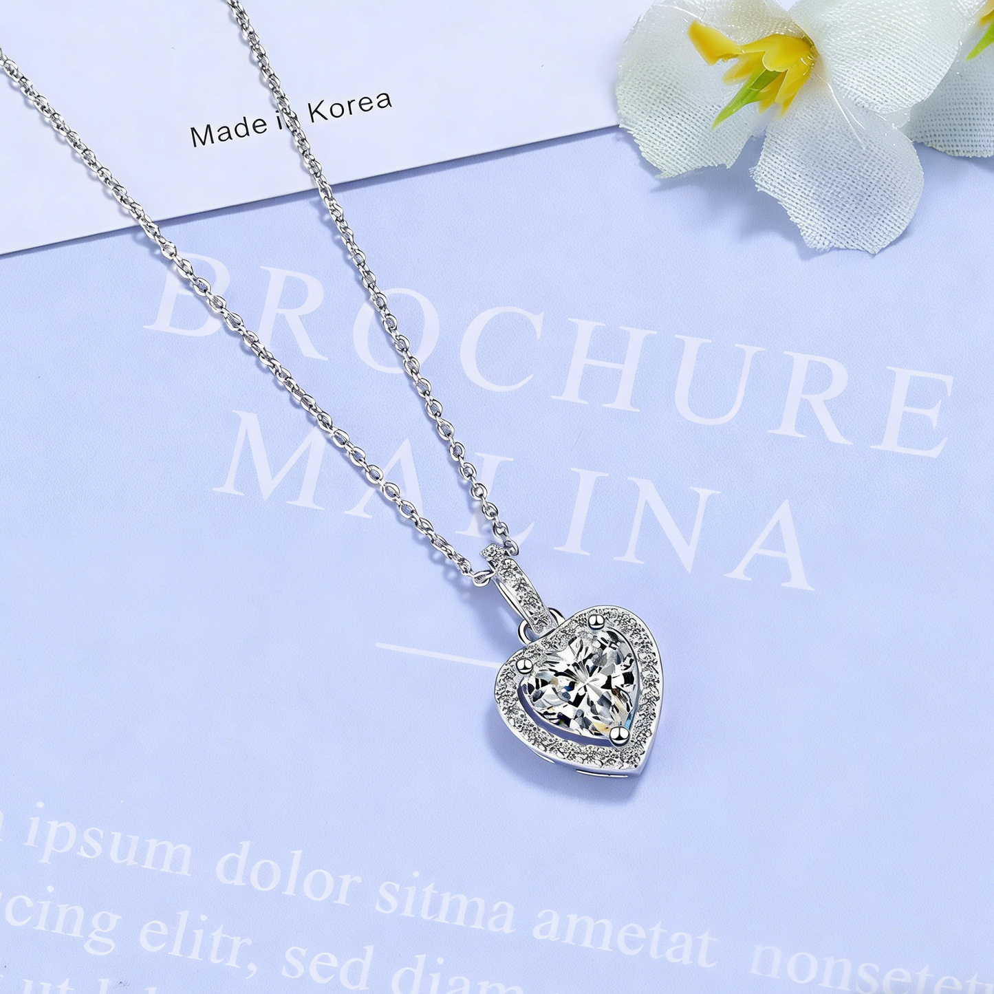 ElaraBond Forever Heart CZ Charm Pendant Necklace