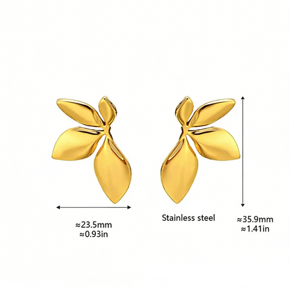ElaraBond Floréal Gold Petal Stud Earrings