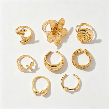 Elara Bond Soleil Bohemian Gold Ring Set