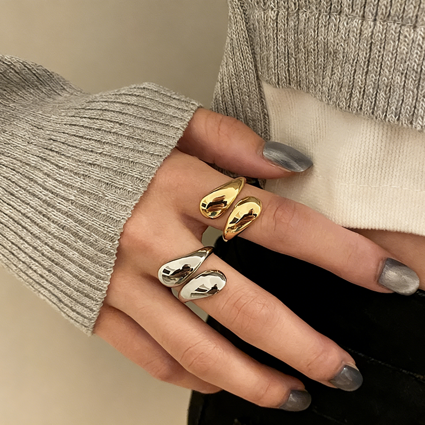 ElaraBond Celestine Geometric Sterling Silver Ring