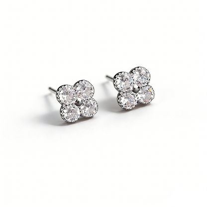 ElaraBond Clover Glow Pavé Zircon Studs