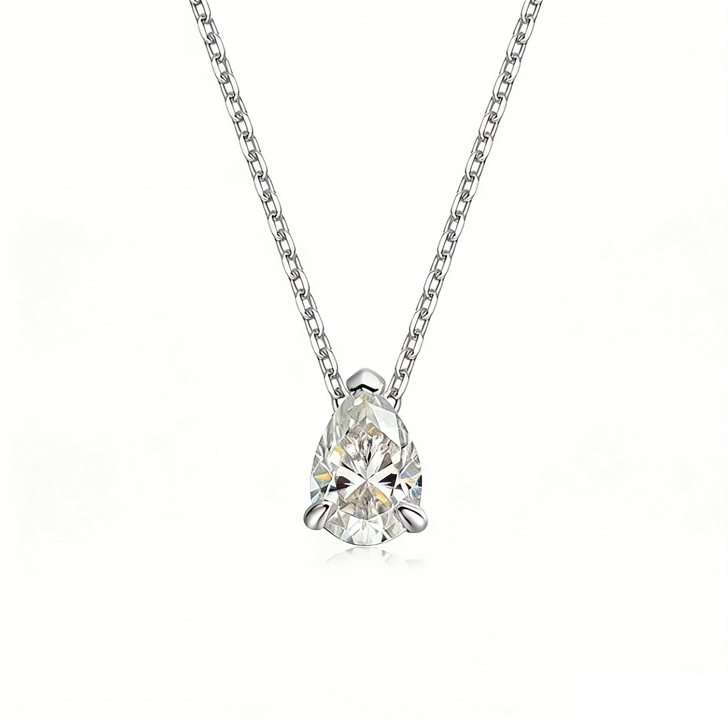 ElaraBond  Pear Cut Moissanite Pendant Necklace