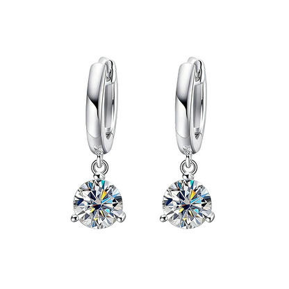 ElaraBond Trilliant Moissanite Dangle Hoop Earrings