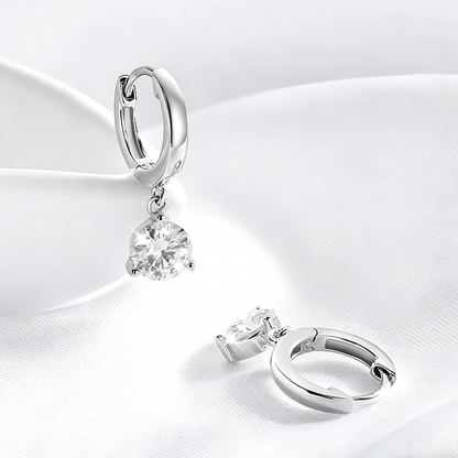 ElaraBond Trilliant Moissanite Dangle Hoop Earrings