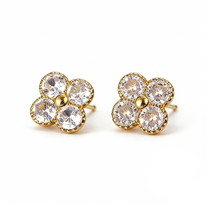 ElaraBond Clover Glow Pavé Zircon Studs