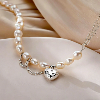 ElaraBond  Amoré Pearl Heart Pendant Necklace