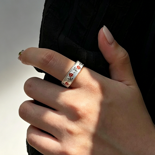 Elara Bond Fleur Enamel Tulip Ring