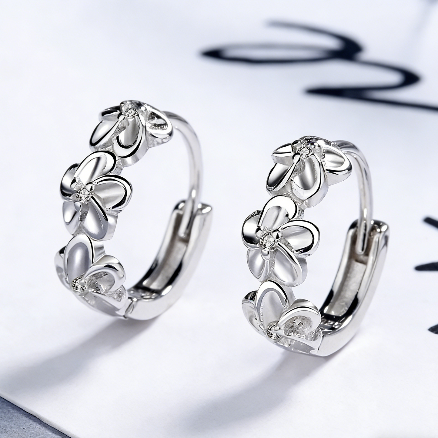 ElaraBond Petal Crystal Zircon Stud Earrings