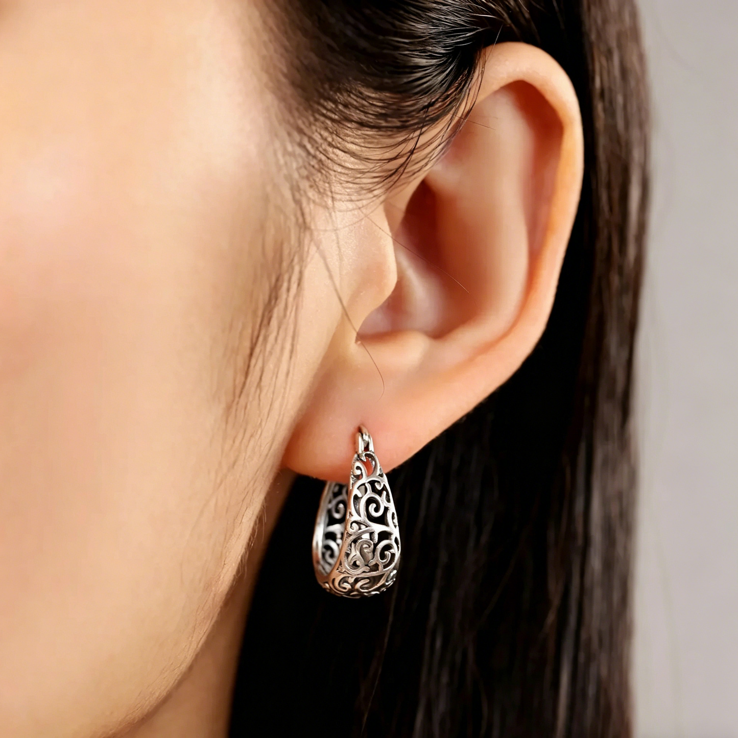 ElaraBond Branche Vintage Vine Hoop Earrings