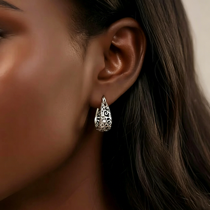 ElaraBond Branche Vintage Vine Hoop Earrings