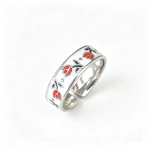 Elara Bond Fleur Enamel Tulip Ring