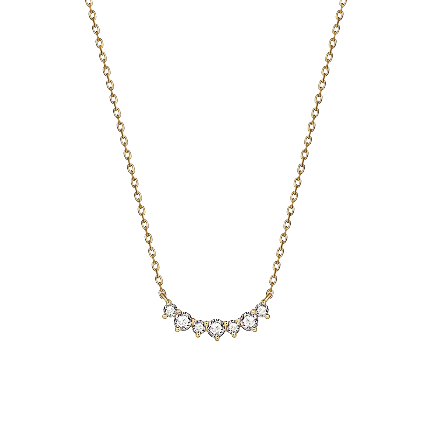 ElaraBond Lunar Glow Pavé CZ Crescent Necklace