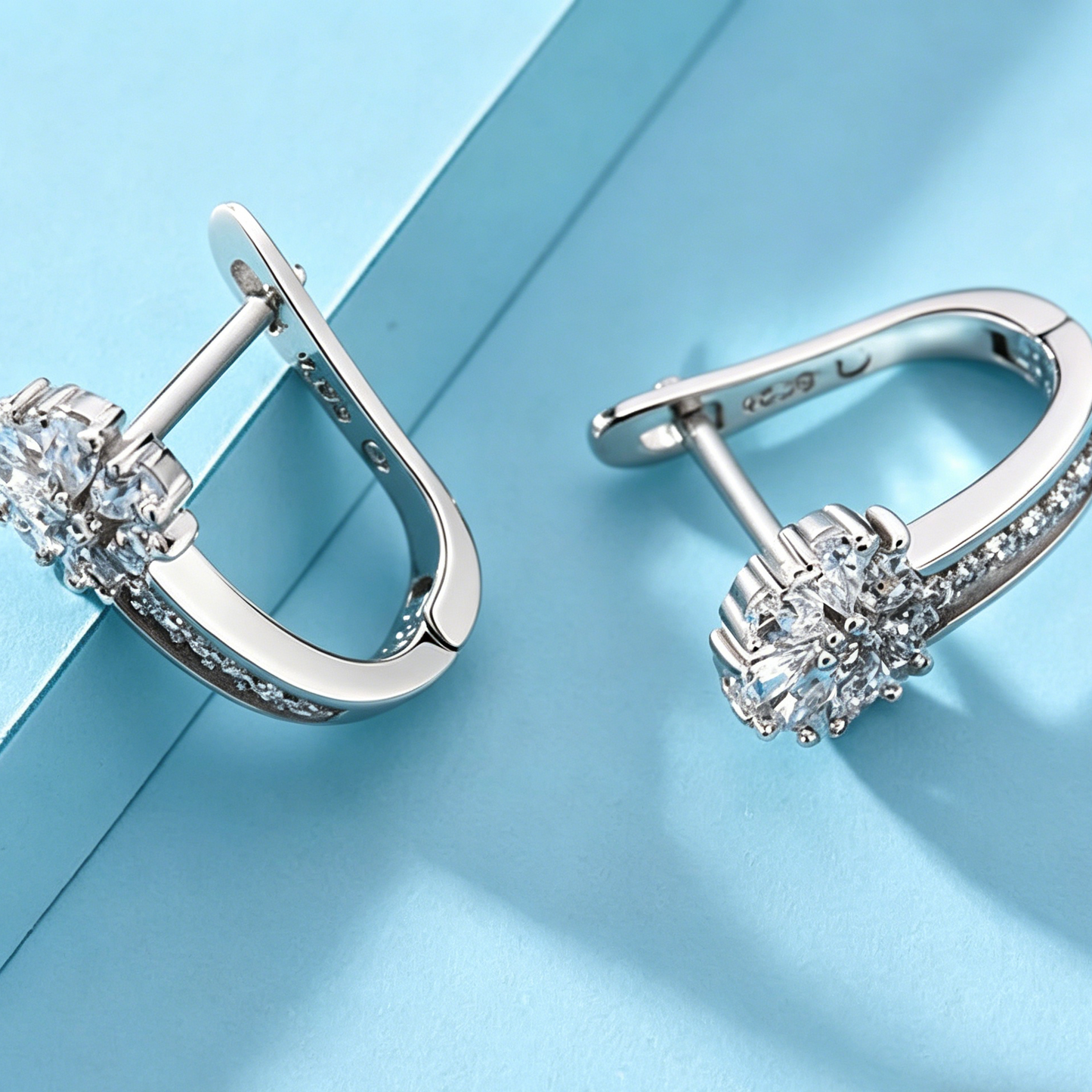 ElaraBond Bloom Crystal Flower Hoop Earrings