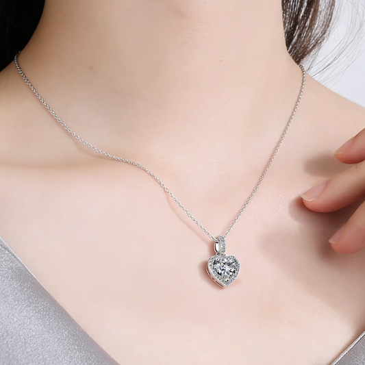 ElaraBond Forever Heart CZ Charm Pendant Necklace