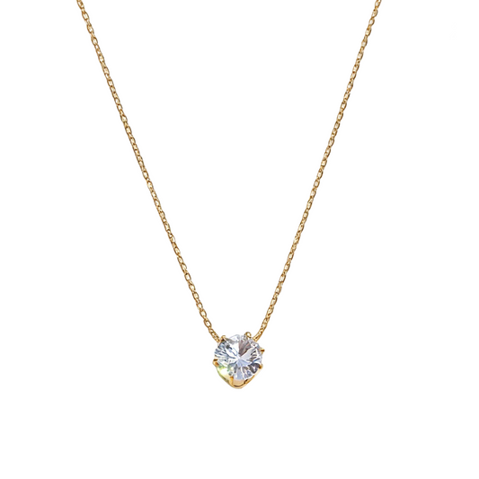 ElaraBond Dainty CZ Solitaire Necklace