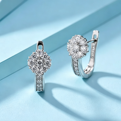 ElaraBond Bloom Crystal Flower Hoop Earrings
