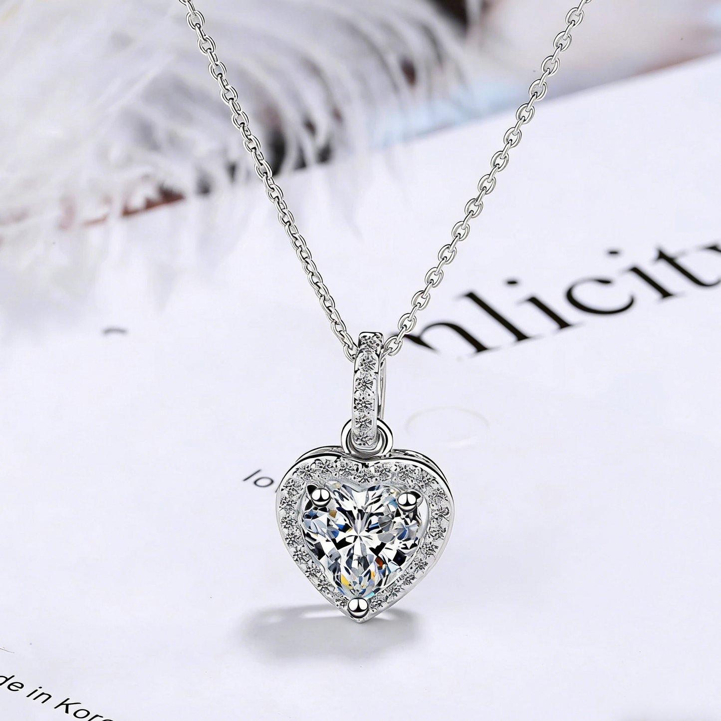 ElaraBond Forever Heart CZ Charm Pendant Necklace