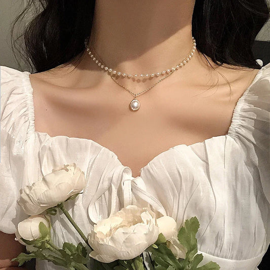 ElaraBond  Lumière Double Layer Pearl Choker