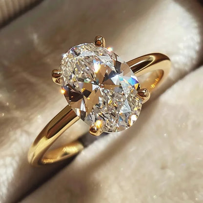 ElaraBond Oval Brilliance Solitaire Statement Ring