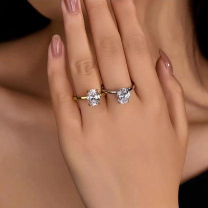 ElaraBond Oval Brilliance Solitaire Statement Ring