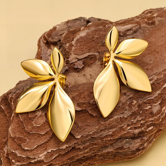 ElaraBond Floréal Gold Petal Stud Earrings