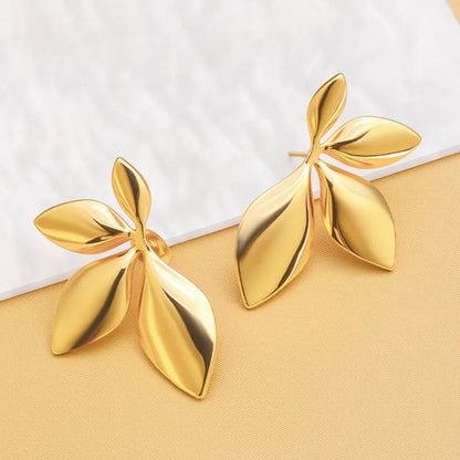 ElaraBond Floréal Gold Petal Stud Earrings