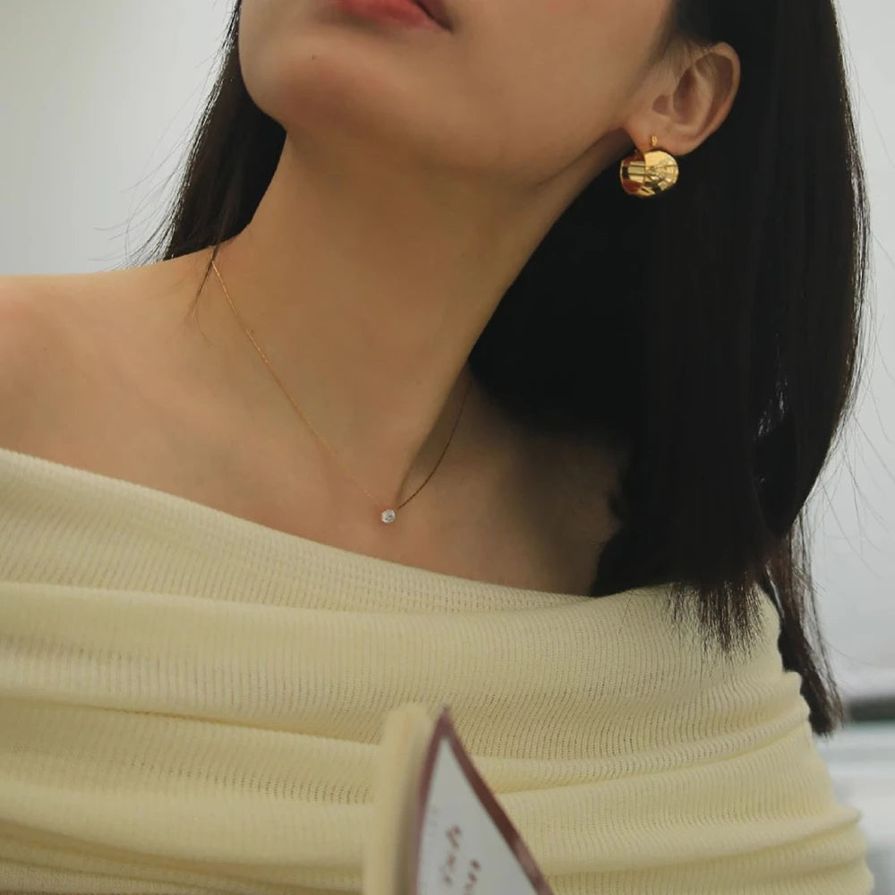 ElaraBond Dainty CZ Solitaire Necklace