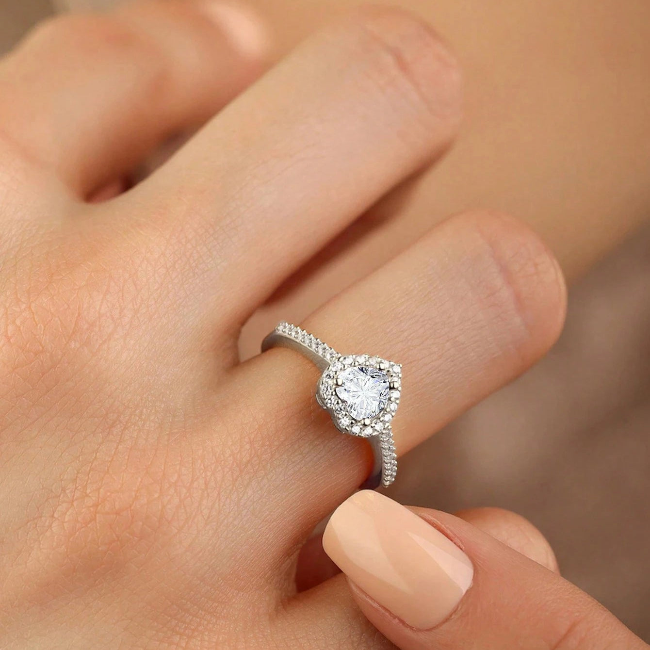 ElaraBond Sweetheart CZ Heart Solitaire Ring