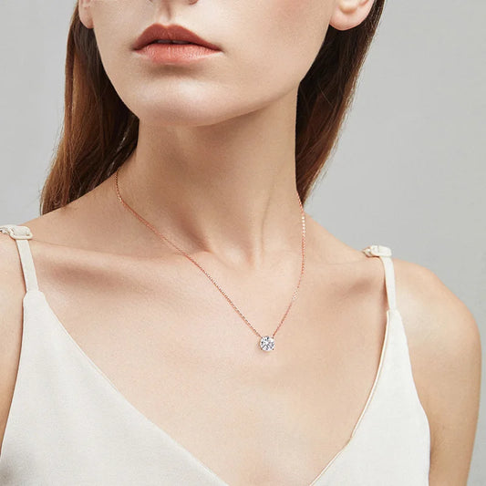 ElaraBond  Moissanite Solitaire Pendant Necklace