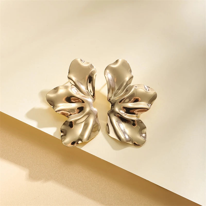 ElaraBond  Soleil Sculptural Gold Dangle Earrings