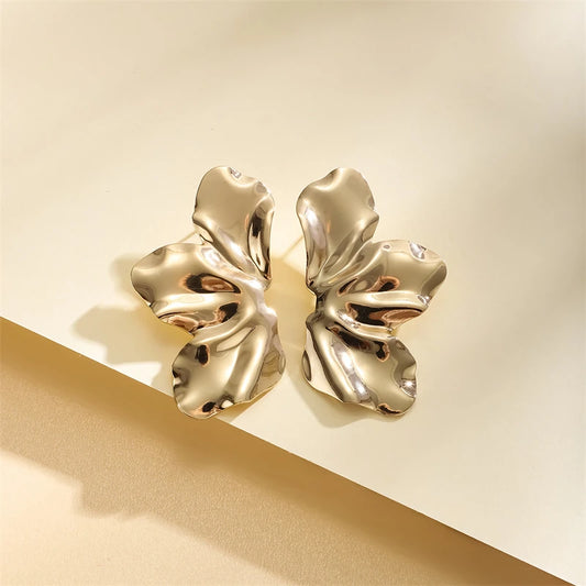 ElaraBond  Soleil Sculptural Gold Dangle Earrings