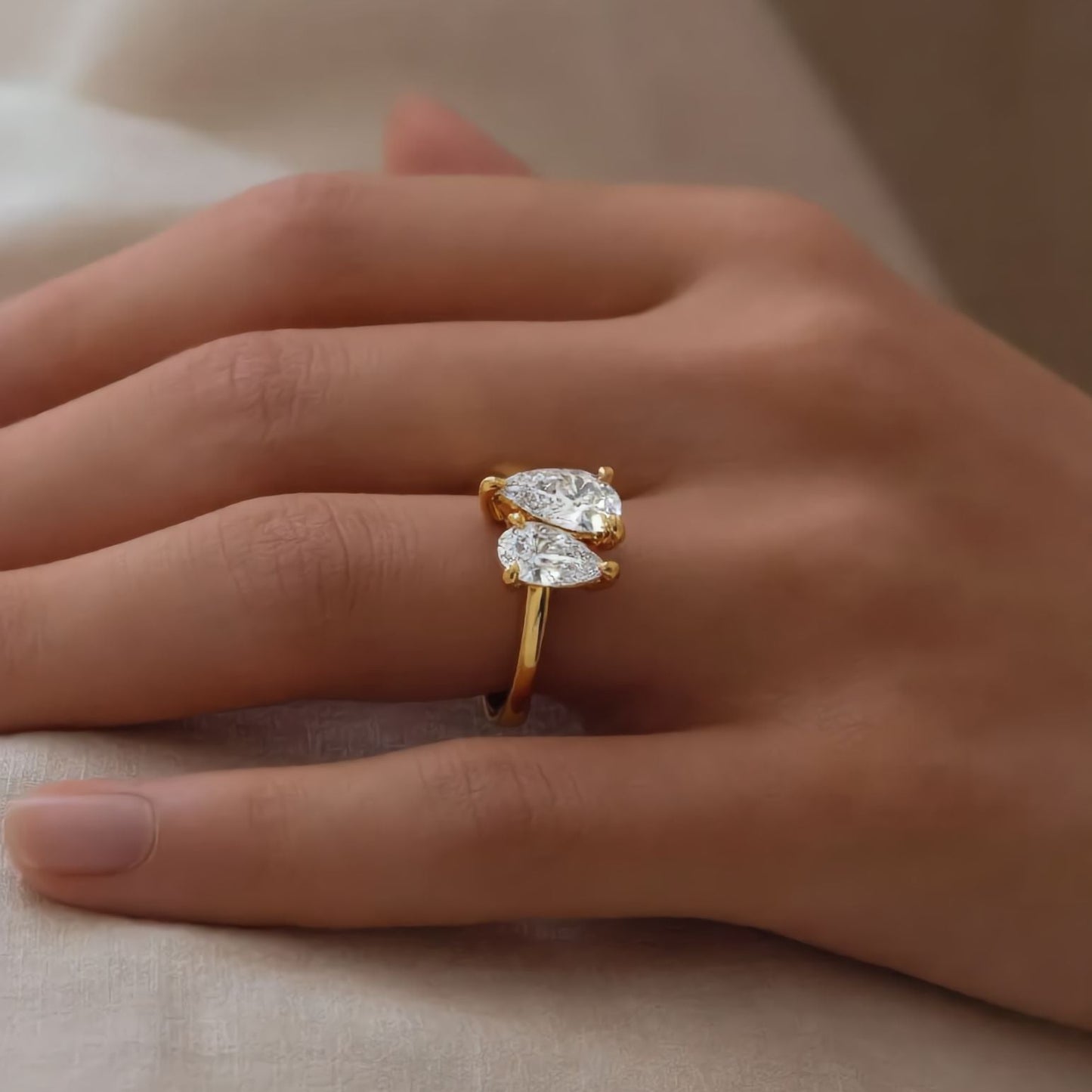 ElaraBond Goutte Water Drop Zircon Ring