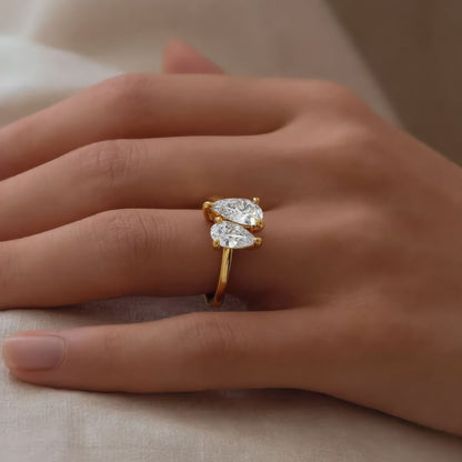 ElaraBond Goutte Water Drop Zircon Ring
