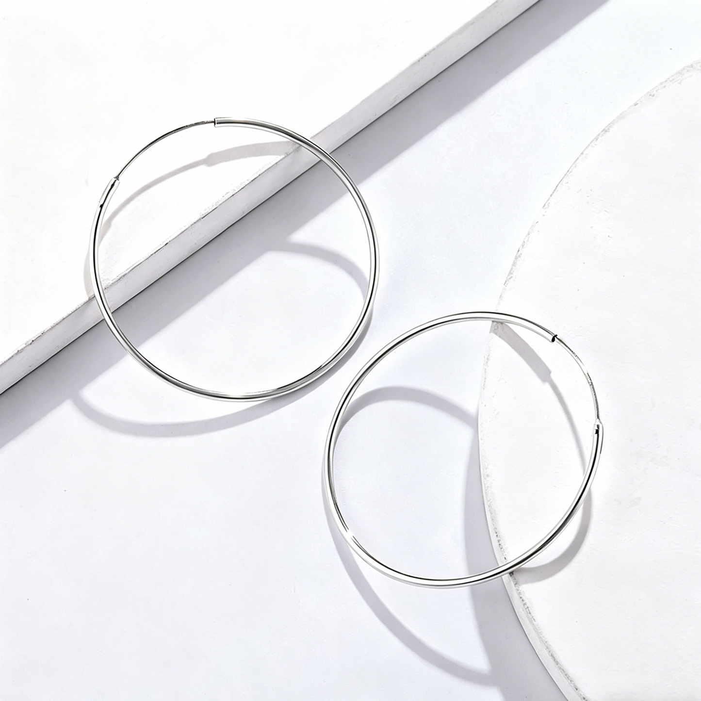 ElaraBond Grande Classic Silver Hoop Earrings