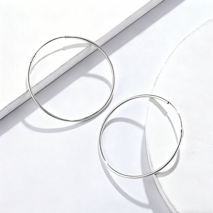 ElaraBond Grande Classic Silver Hoop Earrings