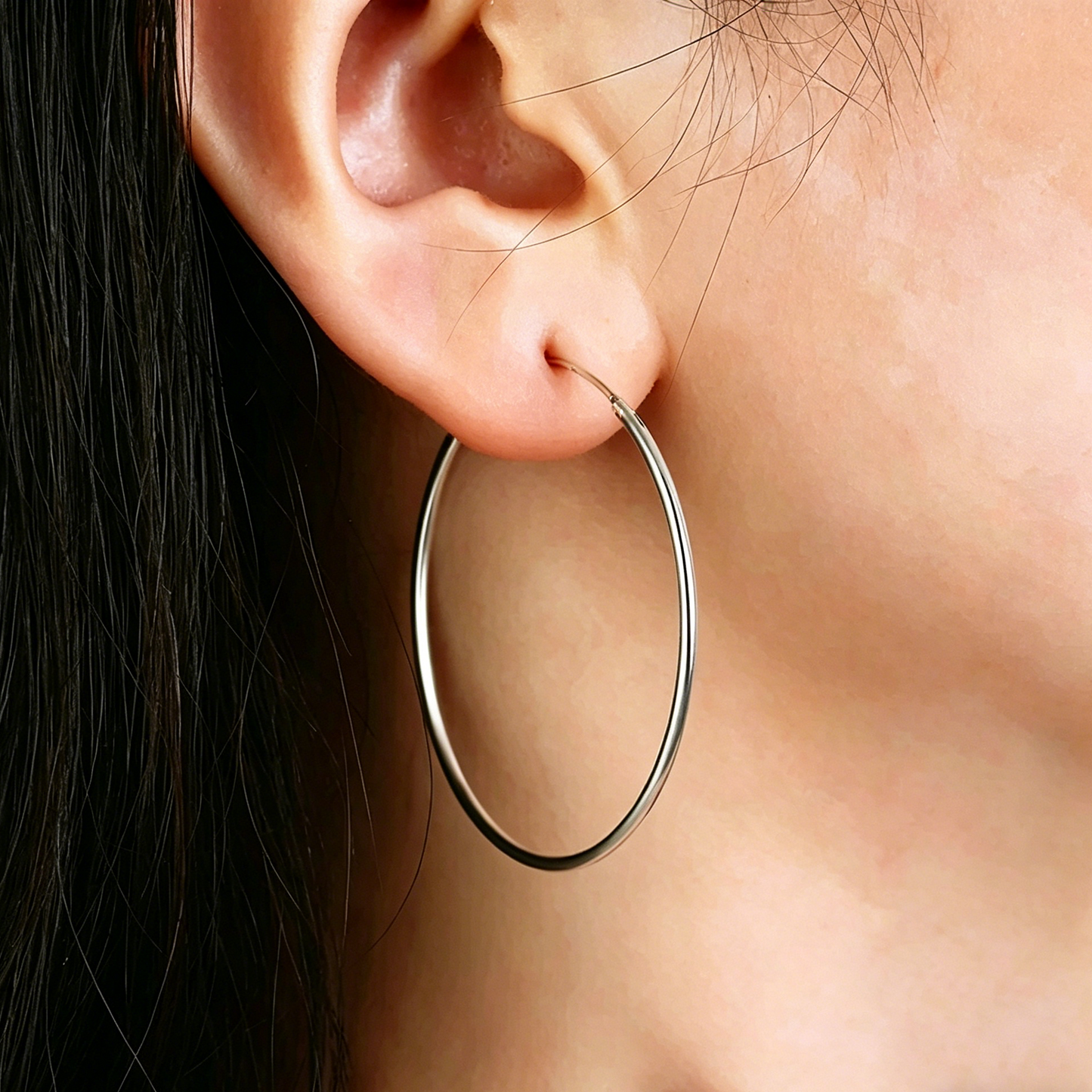 ElaraBond Grande Classic Silver Hoop Earrings