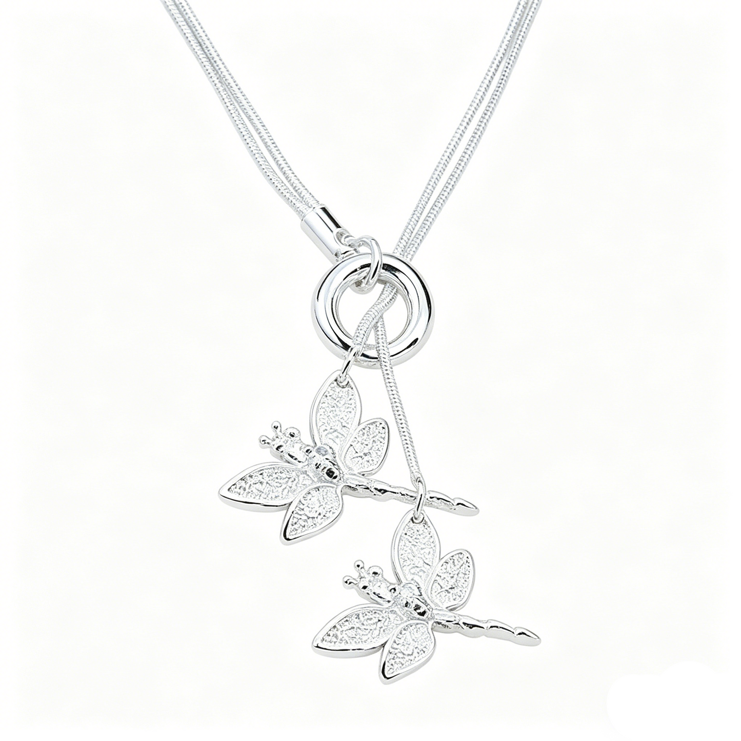 ElaraBond Libellule Twin Dragonfly Pendant Necklace