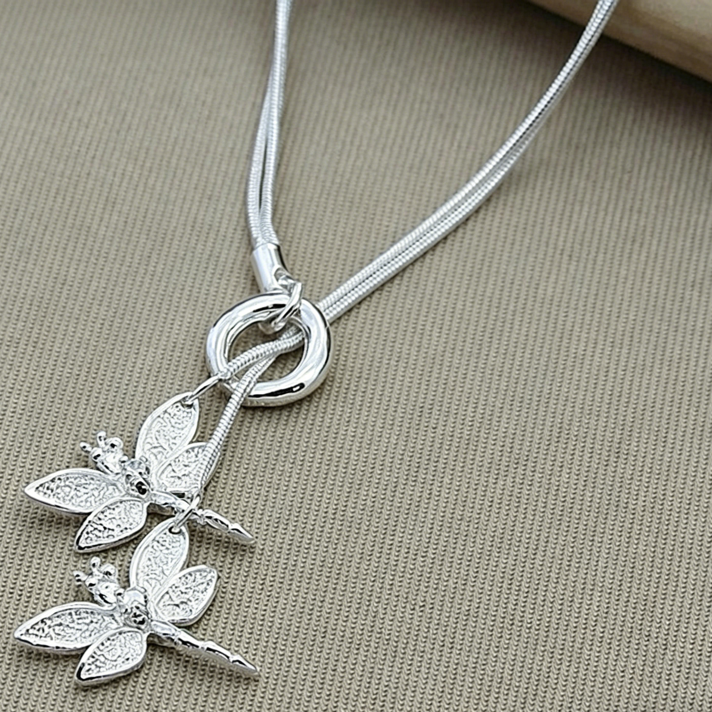 ElaraBond Libellule Twin Dragonfly Pendant Necklace