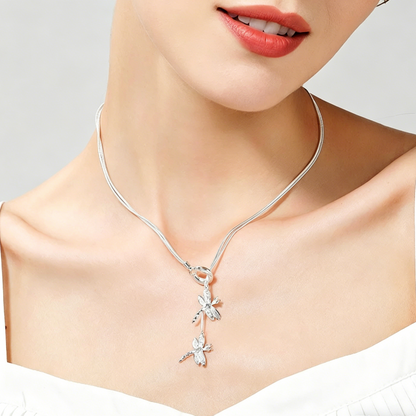 ElaraBond Libellule Twin Dragonfly Pendant Necklace