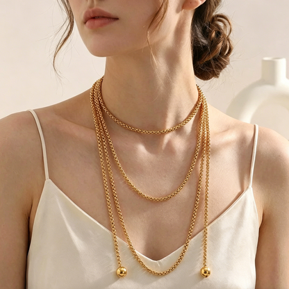 ElaraBond  Perle Layered Square Pearl Statement Necklace