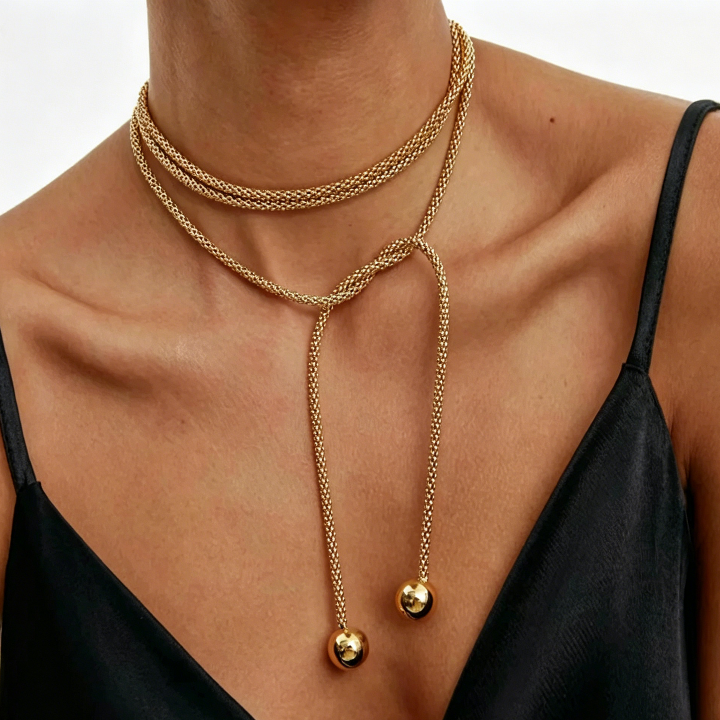 ElaraBond  Perle Layered Square Pearl Statement Necklace