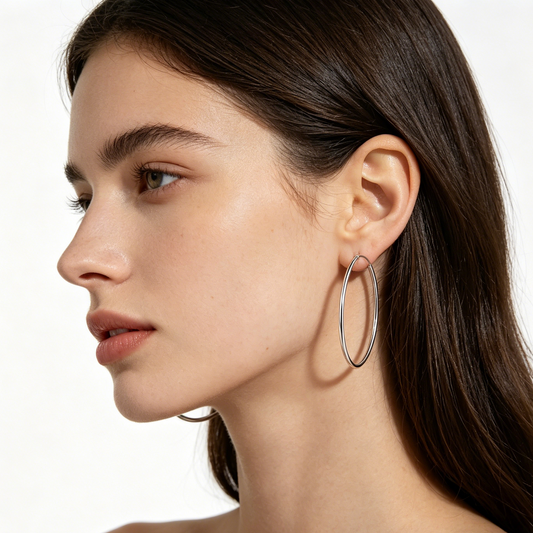 ElaraBond Grande Classic Silver Hoop Earrings